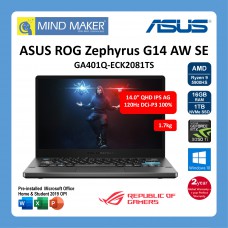Asus ROG Zephyrus G14 Alan Walker Special Edition GA401Q-ECK2081TS NoteBook (EclipseGray) AMD Ryzen 9 5900HS / Win10 Home / 16GB RAM / 1TB SSD / RTX3050Ti / 14" QHD IPS AG 120hz DCI-P3:100% / 2 Year Global Warranty