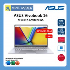 Asus Vivobook 16 M1605Y-AMB076WS Notebook (CoolSilver) R5-7530U / Win11 Home / Office OPI / 8GB RAM / 512GB SSD / 16" WUXGA IPS AG / 2 Year Global Warranty
