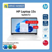 HP 15s fq2681TU (SnowflakeWhite) 15.6" FHD Laptop / i3-1115G4 / Win11 Home / Office OPI / 8GB RAM / 512GB SSD / UHD Graphics / 2 Years Warranty