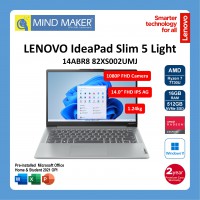 Lenovo IdeaPad Slim 5 Light Edition 14ABR 82XS002UMJ NoteBook (CloudGrey) / R7-7730U / Win11 Home / Office Home & Student OPI / 16GB RAM / 512GB SSD / 14" FHD IPS AG / 2 Years Premium Care