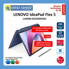 Lenovo IdeaPad Flex 5 14ARB8 82XX0005MJ NoteBook (AbyssBlue) R5-7530U / Win11 Home / Office H&S / 8GB RAM / 512GB SSD / 14" WUXGA IPS GL Touch / 2 Year Premium Care