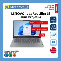 Lenovo IdeaPad Slim 3 14IAH8 83EQ002FMJ NoteBook (CloudGrey) / i5-12450H / Win11 Home / Office Home & Student OPI / 16GB RAM / 512GB SSD / 14" FHD IPS AG / 2 Years Premium Care