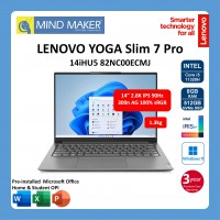 Lenovo YOGA Slim 7 Pro 14IHU5 82NC00ECMJ NoteBook (SlateGrey) / i5-11320H / Win11 Home / Office Home & Student OPI / 8GB RAM / 512GB SSD / 14" 2.8K 90Hz IPS AG / 3 Years Premium Care